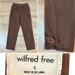 Wilfred Free cargo Utility Pant Mid-Rise Garment  Brown Size 6 Straight Leg